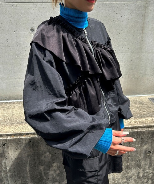 bohmal(ボマール)の「アシメフリルブルゾン(ブルゾン・レディース・ブラック/グレー・MEDIUM)」の14枚目の写真
