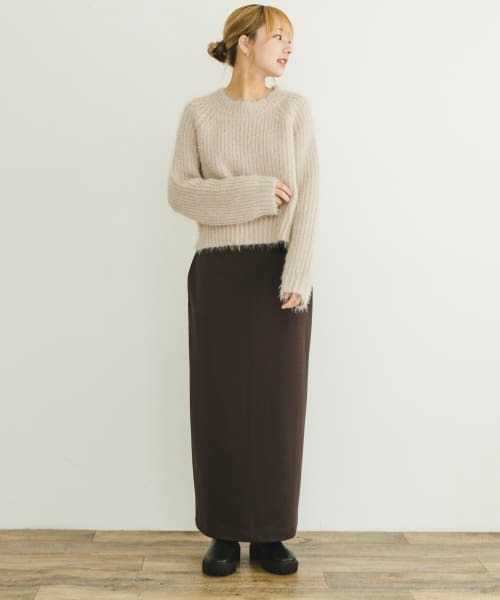 ITEMS URBANRESEARCH（アイテムズ アーバンリサーチ）の「裏起毛ポンチスカート（スカート・レディース・ブラック/その他/チャコールグレー・FREE/-）」の6枚目の写真