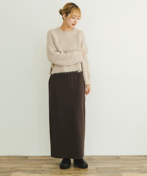 ITEMS URBANRESEARCH（アイテムズ アーバンリサーチ）の「裏起毛ポンチスカート（スカート・レディース・ブラック/その他/チャコールグレー・FREE/-）」の7枚目の写真