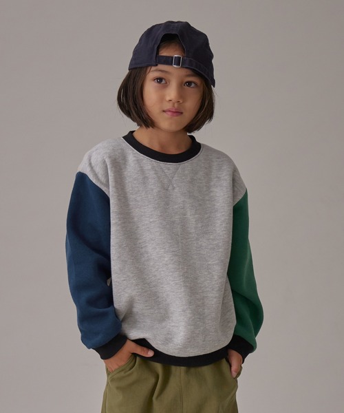 PAIRMANON STREET（ペアマノンストリート）の「【PAIRMANON STREET】裏起毛 ベーシック ガゼット付き スウェット トレーナー（スウェット・キッズ・ピンク系その他/グレー系その他/グリーン/ベージュ/ネイビー/グレー/オレンジ/ブラック/ライトピンク/ブラック系その他・120/110/100/90/150/140/130/160）」の4枚目の写真