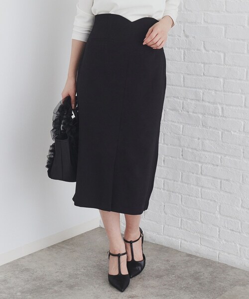 セール】ストレッチハートウエストタイトスカート【洗濯機洗い可/防