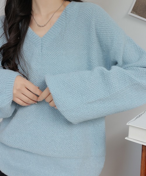 ★新品・未使用★ 45R 超ガーゼ　Vネックニット 45Rホール超ガーゼの908タートル（45草染）: WOMEN｜45R