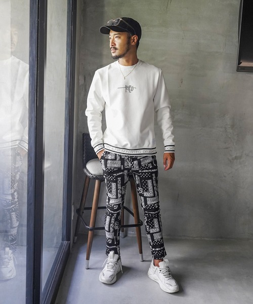 adamsJUGGLER（アダムスジャグラー）の「RTEG/ペイズリーロングパンツ（スウェットパンツ・メンズ・ブラック/ホワイト・S/M/L/XL/XXL）」の5枚目の写真