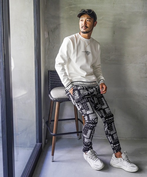 adamsJUGGLER（アダムスジャグラー）の「RTEG/ペイズリーロングパンツ（スウェットパンツ・メンズ・ブラック/ホワイト・S/M/L/XL/XXL）」の7枚目の写真