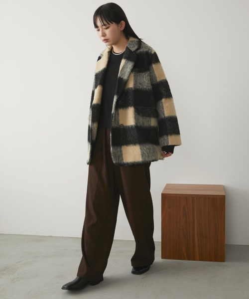 Aunt Marie's(アントマリーズ)の「ブロックチェックシャギーミドルコート(チェスターコート・レディース・ベージュ・FREE)」の9枚目の写真