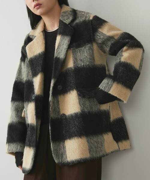 Aunt Marie's(アントマリーズ)の「ブロックチェックシャギーミドルコート(チェスターコート・レディース・ベージュ・FREE)」の12枚目の写真