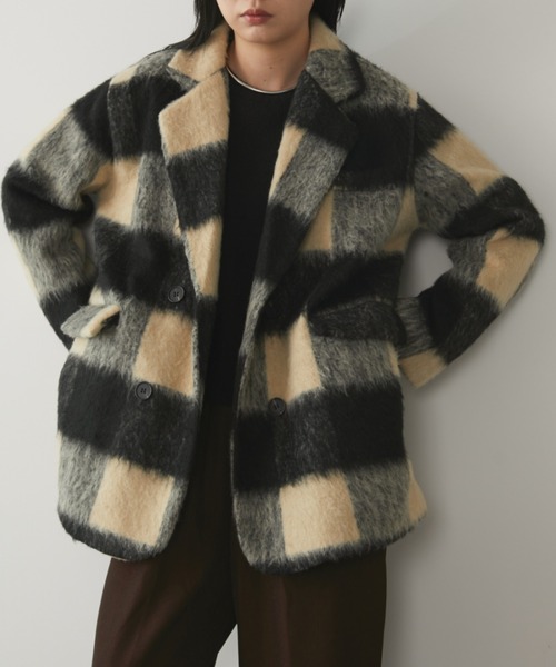 Aunt Marie's(アントマリーズ)の「ブロックチェックシャギーミドルコート(チェスターコート・レディース・ベージュ・FREE)」の13枚目の写真