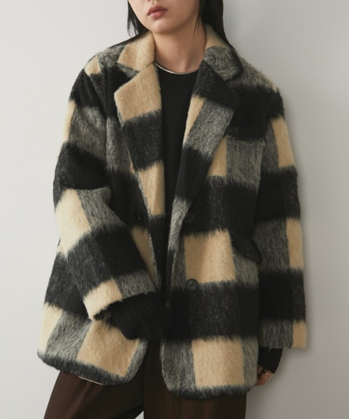 Aunt Marie's(アントマリーズ)の「ブロックチェックシャギーミドルコート(チェスターコート・レディース・ベージュ・FREE)」の22枚目の写真