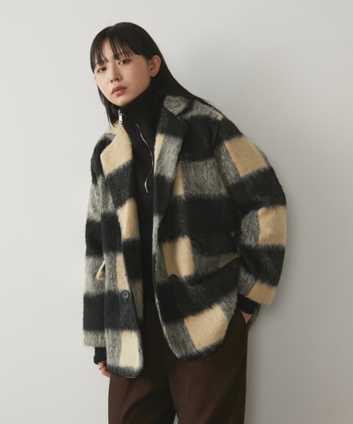 Aunt Marie's(アントマリーズ)の「ブロックチェックシャギーミドルコート(チェスターコート・レディース・ベージュ・FREE)」の3枚目の写真
