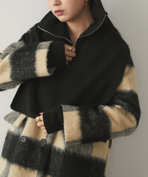 Aunt Marie's(アントマリーズ)の「ブロックチェックシャギーミドルコート(チェスターコート・レディース・ベージュ・FREE)」の6枚目の写真