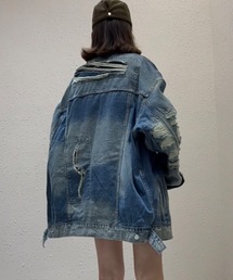 CREARE -LINO- | <ユニセックス>ダメージ加工 デニムジャケット/Gジャン(デニムジャケット)