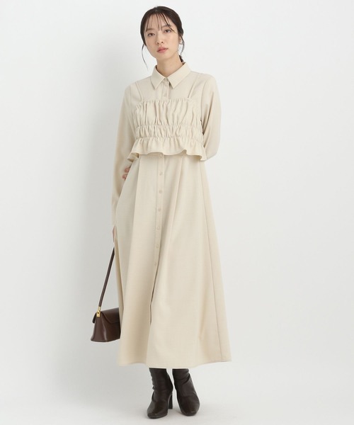 Andemiu（アンデミュウ）の「ビスチェツキシャツワンピース200102（シャツワンピース・レディース・ネイビー/アイボリー/グレー・FREE）」の8枚目の写真