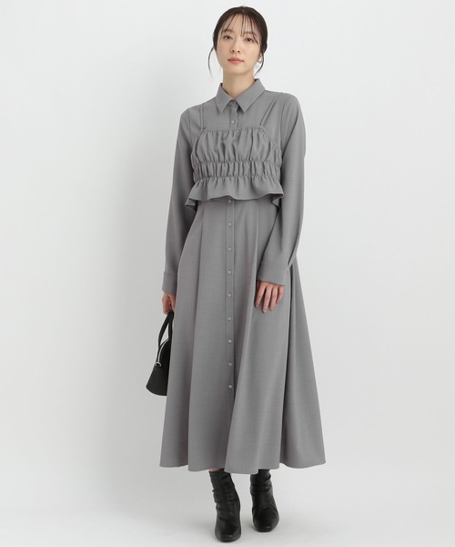 Andemiu（アンデミュウ）の「ビスチェツキシャツワンピース200102（シャツワンピース・レディース・ネイビー/アイボリー/グレー・FREE）」の9枚目の写真