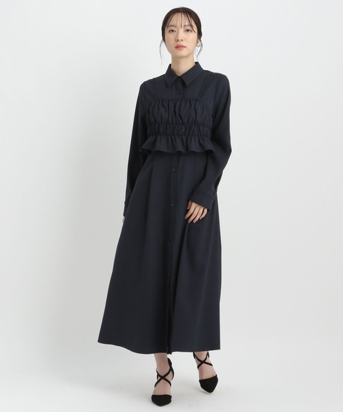 Andemiu（アンデミュウ）の「ビスチェツキシャツワンピース200102（シャツワンピース・レディース・ネイビー/アイボリー/グレー・FREE）」の11枚目の写真