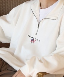 【ZIP FIVE】 アソート 刺繍 ハーフジップ スウェット / トレーナー / 長袖 / 白 / グレー【24AW 新色追加】