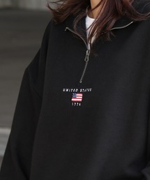 【ZIP FIVE】 アソート 刺繍 ハーフジップ スウェット / トレーナー / 長袖 / 白 / グレー【24AW 新色追加】
