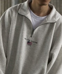 【ZIP FIVE】 アソート 刺繍 ハーフジップ スウェット / トレーナー / 長袖 / 白 / グレー【24AW 新色追加】