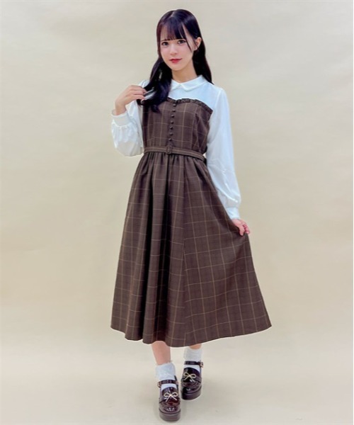 axes femme POETIQUE（アクシーズファムポエティック）の「ビスチェ切り替えワンピース（ワンピース・レディース・ブラウン/ブラック/グレー・MEDIUM）」の3枚目の写真