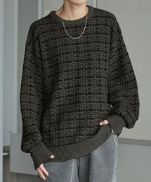 モールツイードライクオーバーサイズジャガードニット