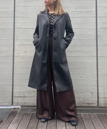 forget-me-nots（フォーゲットミーノッツ）の「エコレザー ロングチェスターコート FMN-24AW-C-001（チェスターコート）」