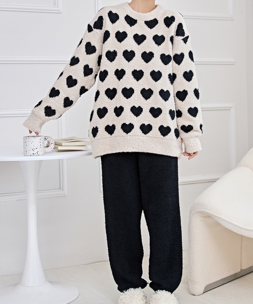 Lace Ladies（レースレディース）の「配色 バラエティ もこもこ あったか ルームウエア（ルームウェア/パジャマ・レディース・ブラック/アイボリー/グレー/ピンク・FREE）」の5枚目の写真