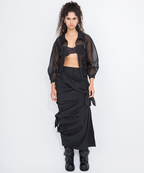 leinwande（ラインヴァンド）の「【leinwande】Ribbon Tie Cotton Skirt（スカート・レディース・ベージュ/ブラック・M/S）」の3枚目の写真