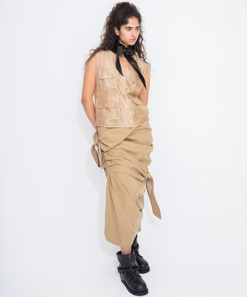 leinwande（ラインヴァンド）の「【leinwande】Ribbon Tie Cotton Skirt（スカート・レディース・ベージュ/ブラック・M/S）」の9枚目の写真