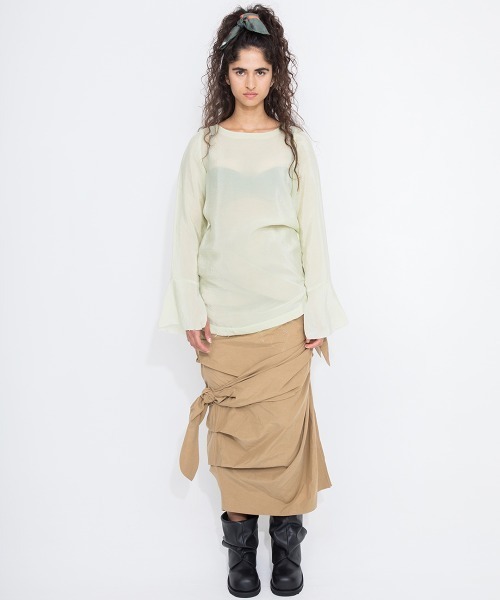 leinwande（ラインヴァンド）の「【leinwande】Ribbon Tie Cotton Skirt（スカート・レディース・ベージュ/ブラック・M/S）」の8枚目の写真
