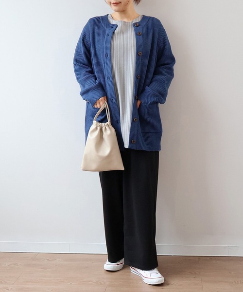 MB mint breeze(エムビーミントブリーズ)の「【LL~6L 大きいサイズ】【WEB/一部店舗限定】裏起毛 ストライプ切替えチュニック(チュニック・レディース・ライトグレー/ネイビー/ベージュ・3L/4L/5L/LL)」の6枚目の写真