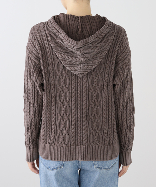 Guess(ゲス)の「【GUESS/ゲス】 GO CABLEKNIT OVERSIZE ZIP HOODIE(パーカー・レディース・ブラウン・X-SMALL)」の5枚目の写真