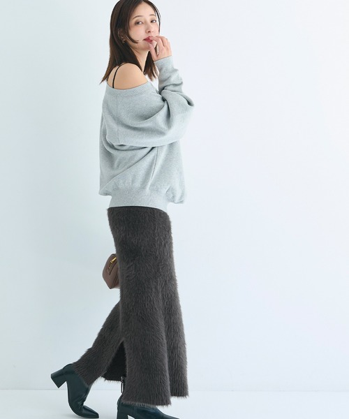 coca（coca）（コカ）の「シャギーニットIラインスカート（スカート・レディース・チャコール/ライトグレー/ブラウン/グレー・ONE SIZE/L/M）」の16枚目の写真