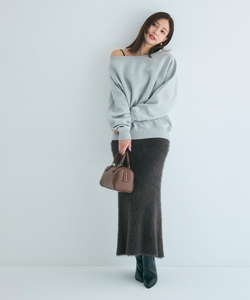 coca（coca）（コカ）の「シャギーニットIラインスカート（スカート・レディース・チャコール/ライトグレー/ブラウン/グレー・ONE SIZE/L/M）」の17枚目の写真