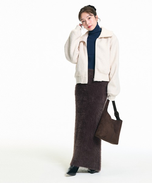 coca（coca）（コカ）の「シャギーニットIラインスカート（スカート・レディース・チャコール/ライトグレー/ブラウン/グレー・ONE SIZE/L/M）」の9枚目の写真