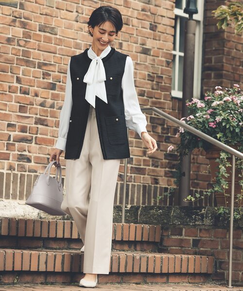 OPAQUE.CLIP（オペークドットクリップ）の「《通勤・セレモニー/セットアップ対応》ワイドパンツ/ダブルクロス【洗濯機洗い可】（その他パンツ・レディース・ブラック/ライトベージュ/ネイビー・34/36/38/40/42）」の4枚目の写真