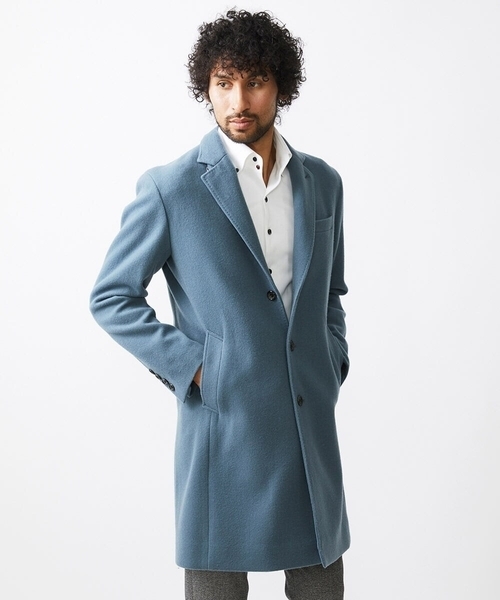 MICHEL KLEIN HOMME (ミッシェルクランオム)の「コンバーチブルウールチェスターコート(チェスターコート・メンズ・ライトブルー/パープル・MEDIUM/LARGE/X-LARGE)」の1枚目の写真
