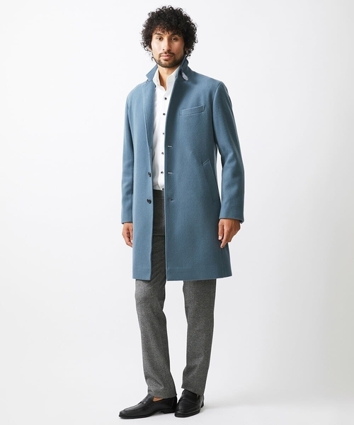 MICHEL KLEIN HOMME (ミッシェルクランオム)の「コンバーチブルウールチェスターコート(チェスターコート・メンズ・ライトブルー/パープル・MEDIUM/LARGE/X-LARGE)」の4枚目の写真