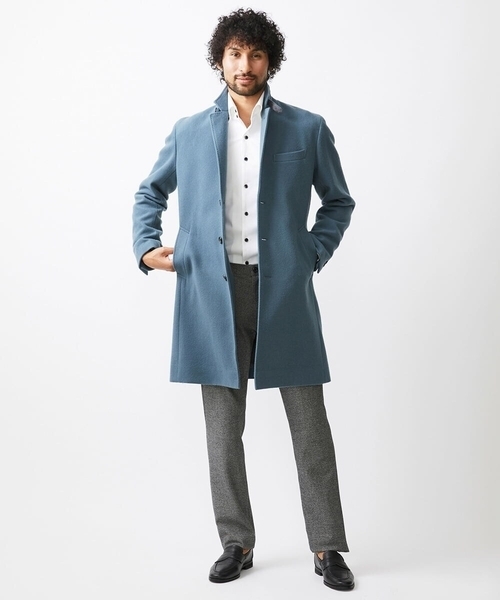 MICHEL KLEIN HOMME (ミッシェルクランオム)の「コンバーチブルウールチェスターコート(チェスターコート・メンズ・ライトブルー/パープル・MEDIUM/LARGE/X-LARGE)」の6枚目の写真