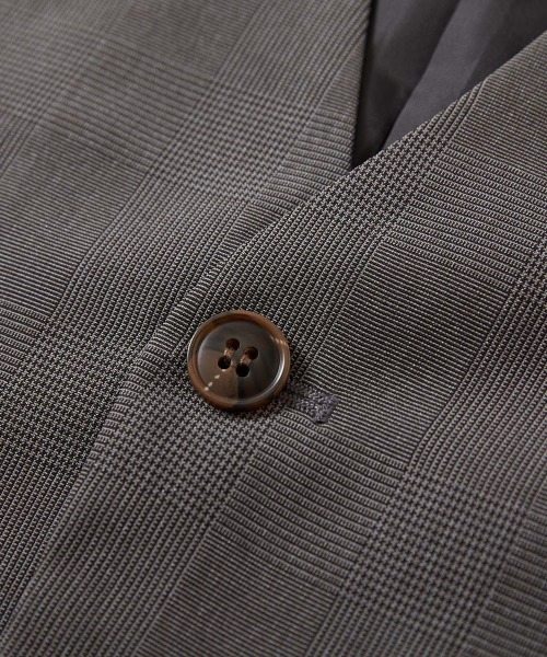 devirock（デビロック）の「フォーマル チェック柄 ノーカラージャケット セットアップ(ロングパンツ)（スーツセット・キッズ・ブラウン系/ブラック系/グレー系2/グレー系・110cm/100cm/120cm/130cm/140cm/150cm/160cm）」の8枚目の写真