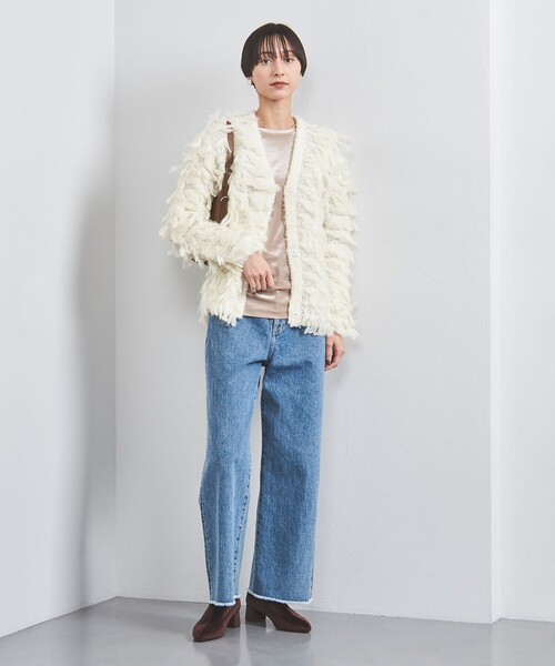 「UNITED ARROWS」 ニットカーディガン FREE オフホワイト レディース UNITED ARROWS（ユナイテッドアローズ）の「スラブ ニット