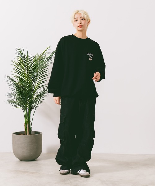 UNDERWRAPS（アンダーラップス）の「【UNDER WRAPS/アンダーラップス】裏起毛前後刺繍スウェットトレーナー（スウェット・レディース・アイボリー/グリーン/ブラック・MEDIUM/LARGE）」の11枚目の写真