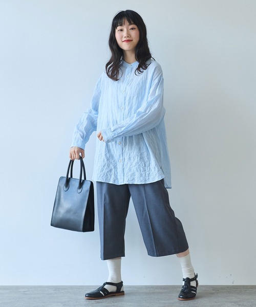 bulle de savon（ビュルデサボン）の「○shirring stripe バンドカラー 