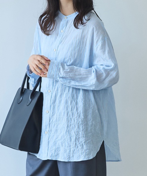 bulle de savon（ビュルデサボン）の「○shirring stripe バンドカラー 