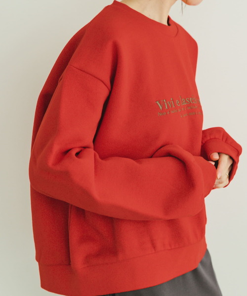 sandlessmoon もちもち裏起毛　刺繍　スウェットSETUP classicalelf トレーナー スウェット 立体感のある 刺繍が