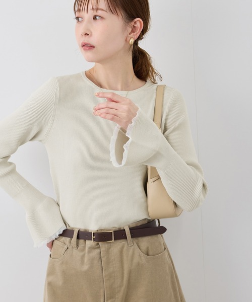 ROPE' PICNIC（ロペピクニック）の「袖口フレアシアーニットプルオーバー/洗濯機OK（ニット/セーター・レディース・ブラック/オフホワイト/ピンク系その他2/グレー系その他・38）」の21枚目の写真