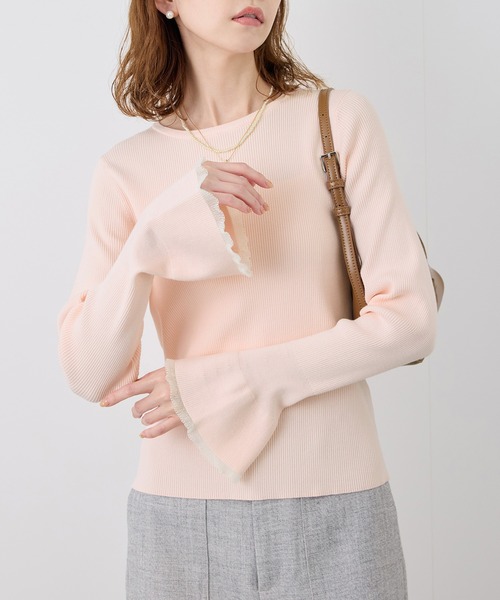 ROPE' PICNIC（ロペピクニック）の「袖口フレアシアーニットプルオーバー/洗濯機OK（ニット/セーター・レディース・ブラック/オフホワイト/ピンク系その他2/グレー系その他・38）」の13枚目の写真