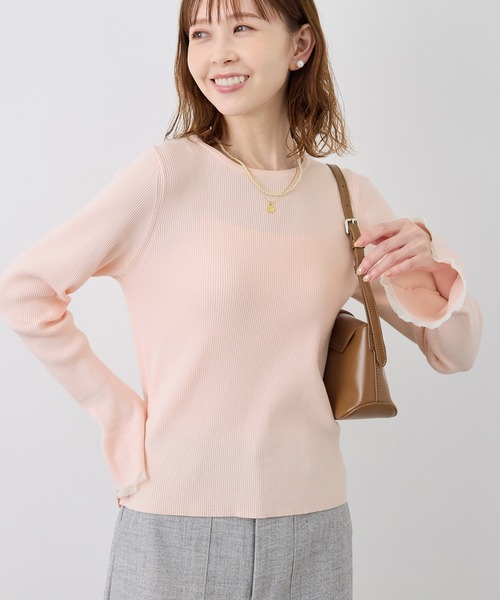 ROPE' PICNIC（ロペピクニック）の「袖口フレアシアーニットプルオーバー/洗濯機OK（ニット/セーター・レディース・ブラック/オフホワイト/ピンク系その他2/グレー系その他・38）」の12枚目の写真