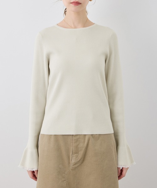 ROPE' PICNIC（ロペピクニック）の「袖口フレアシアーニットプルオーバー/洗濯機OK（ニット/セーター・レディース・ブラック/オフホワイト/ピンク系その他2/グレー系その他・38）」の11枚目の写真