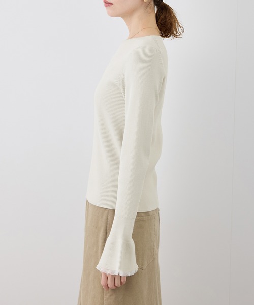 ROPE' PICNIC（ロペピクニック）の「袖口フレアシアーニットプルオーバー/洗濯機OK（ニット/セーター・レディース・ブラック/オフホワイト/ピンク系その他2/グレー系その他・38）」の10枚目の写真