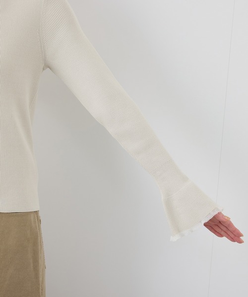 ROPE' PICNIC（ロペピクニック）の「袖口フレアシアーニットプルオーバー/洗濯機OK（ニット/セーター・レディース・ブラック/オフホワイト/ピンク系その他2/グレー系その他・38）」の7枚目の写真