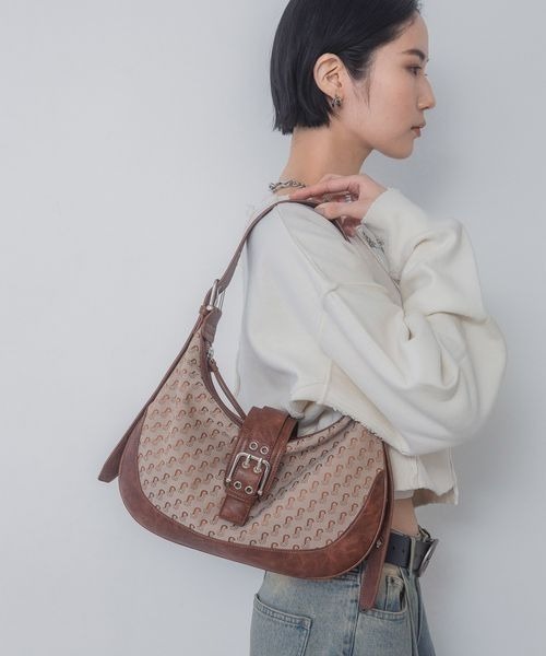 JEANASIS(ジーナシス)の「ジャガードモノグラムワンショルダー/288197(ショルダーバッグ・レディース・ブラウン系その他/ブラック系その他・FREE)」の3枚目の写真